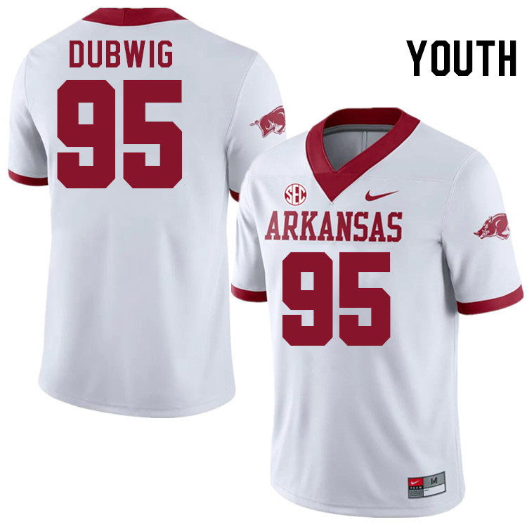 Youth #95 Sam Dubwig Arkansas Razorbacks College Football Jerseys Stitched-Alternate White